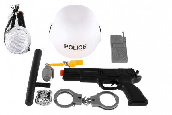 Sada SWAT helma+pistole na setrvačník s doplňky