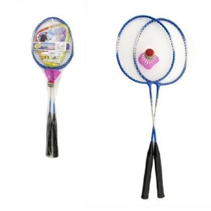 Badminton kov 2 pálky a 1 míček asst 3 barvy v síťce 
