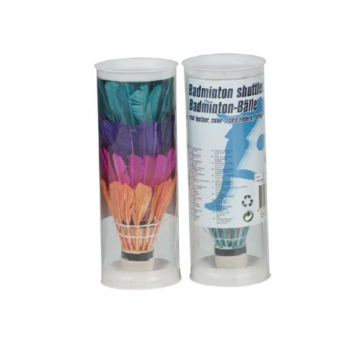 Míčky/Košíčky na badminton péřové barevné 4ks v tubě 6x18x6cm 