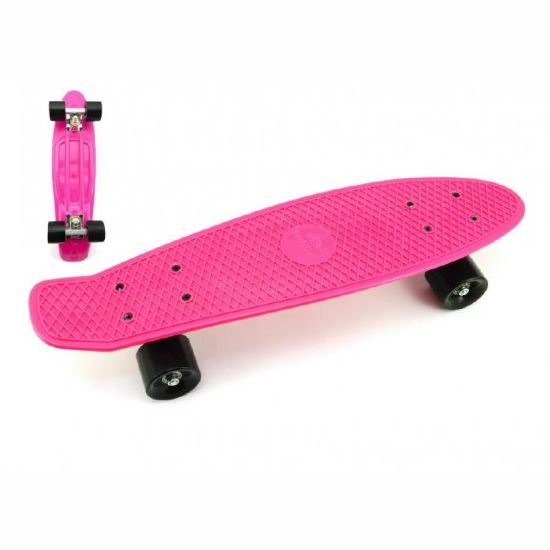 Skateboard - pennyboard 60cm nosnost 90kg, kovové osy, růžová barva, černá kola 