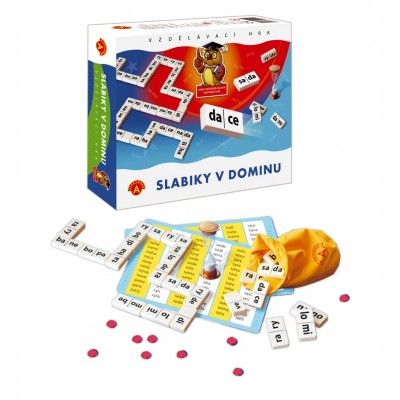 Slabiky v dominu společenská hra vzdělávací v krabici 24x20cm 