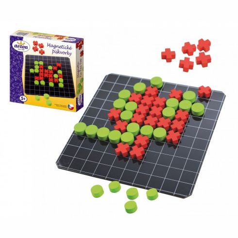 Magnetické piškvorky dřevo společenská hra v krabici 20x20x4cm 