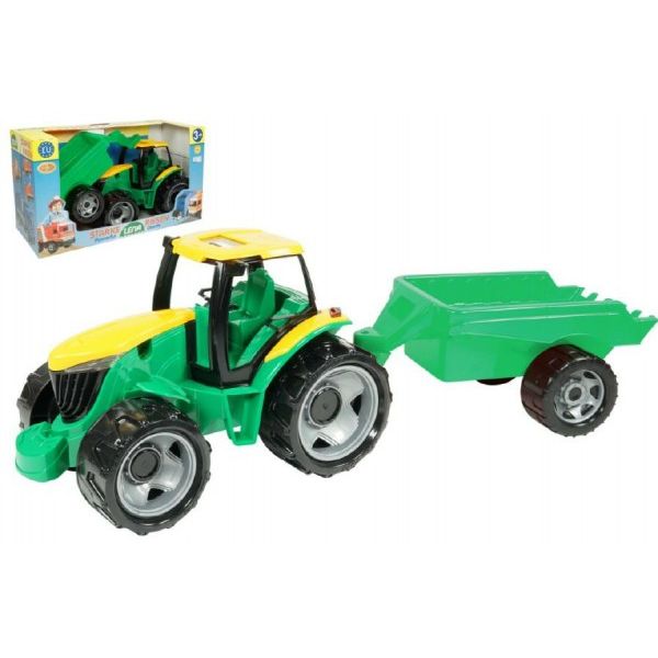 Traktor plast bez lžíce a bagru s vozíkem v krabici 71x35x29cm 