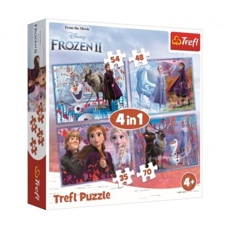 Puzzle 4v1 Ledové království II/Frozen II v krabici 28x28x6cm 