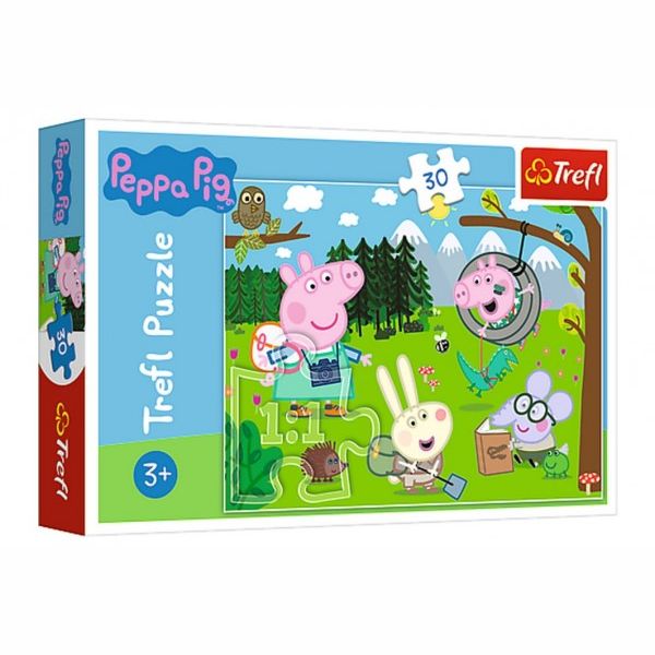 Puzzle Prasátko Peppa/Peppa Pig Výlet do lesa 27x20cm 30 dílků v krabičce 21x14x4cm 