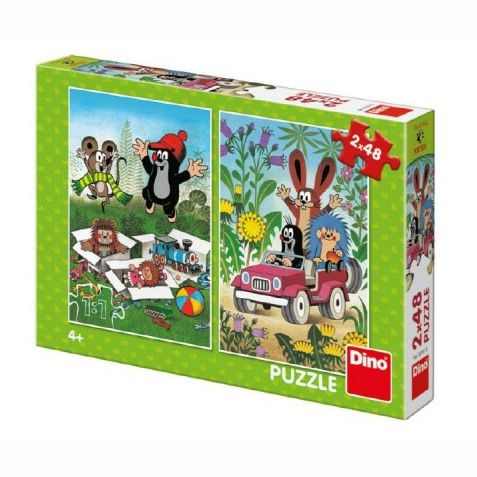Puzzle Krtek se Raduje 2x48 dílků 18x26cm v krabici 27x19x4cm 