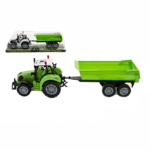 Traktor s vlekem a výklopkou plast 35cm 3 barvy na setrvačník 