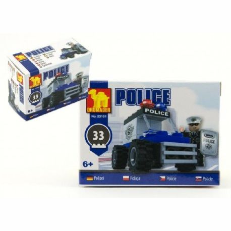Stavebnice Dromader Policie Auto 23101 33ks v krabici 9,5x7x4,5cm 