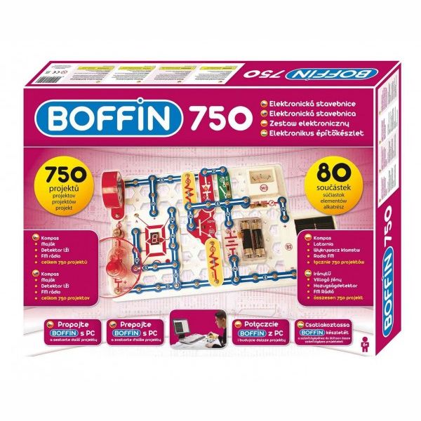 Stavebnice Boffin 750 elektronická 750 projektů na baterie 80ks 