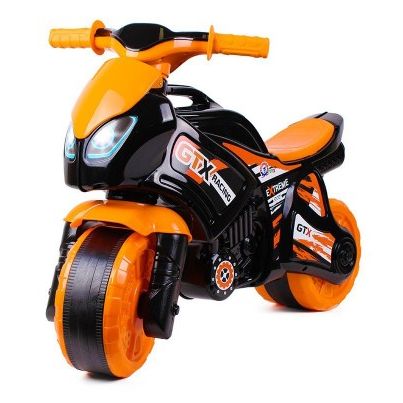 Odrážedlo motorka oranžovo-černá plast 