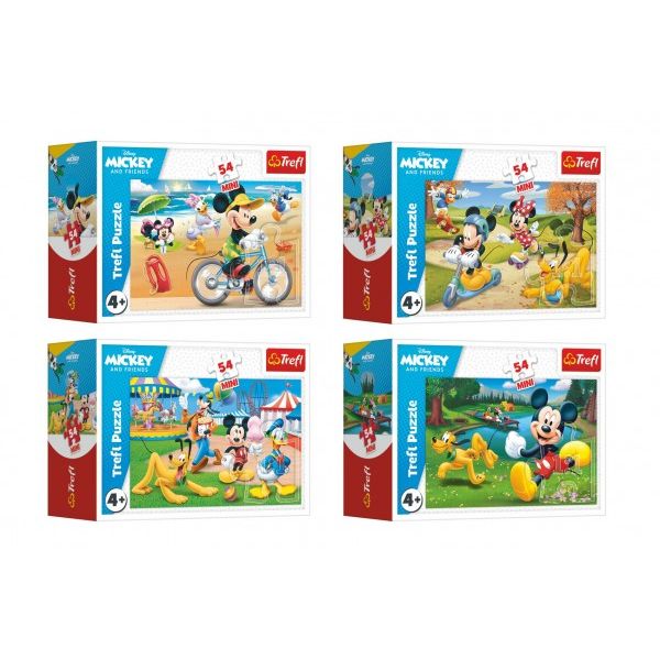 Minipuzzle 54 dílků Mickey Mouse Den s přáteli 4 druhy 