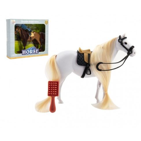 Kůň česací s hřebenem plast 18cm 2 barvy 