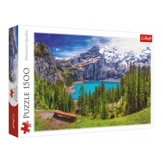 Puzzle Jezero Oeschinen Alpy, Švýcarsko 1500 dílků 85x58cm 