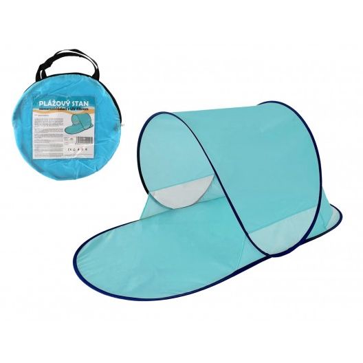 Stan plážový s UV filtrem 140x70x62cm samorozkládací polyester/kov ovál modrý v látkové tašce 