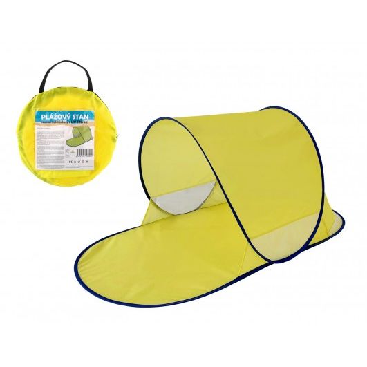 Stan plážový s UV filtrem 140x70x62cm samorozkládací polyester/kov ovál žlutý v látkové tašce 