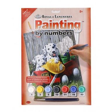 Malování podle čísel Dalmatini 22x30cm s akrylovými barvami a štětcem na kartě 