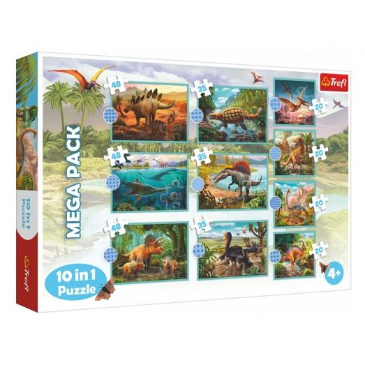 Puzzle 10v1 Seznamte se se všemi dinosaury v krabici 40x27x6cm 