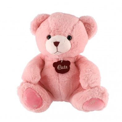 Medvěd sedící plyš 40cm růžový v sáčku 0+ 