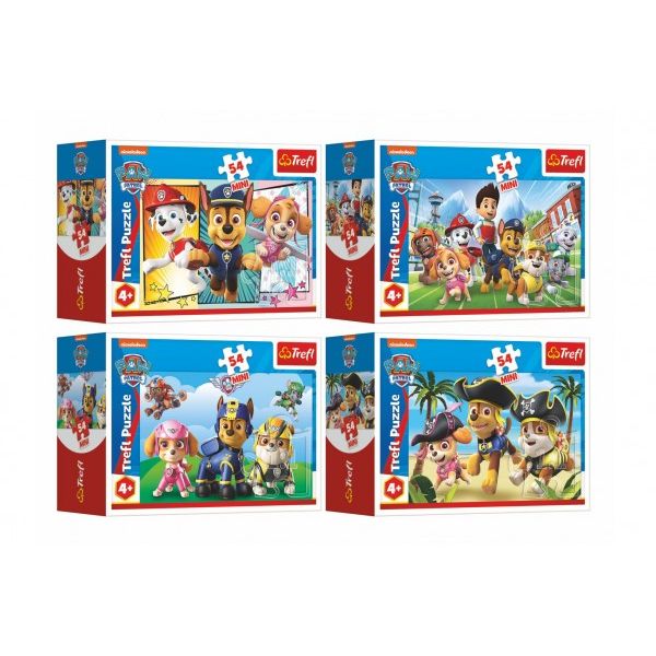 Minipuzzle 54 dílků Paw Patrol/Tlapková Patrola 4 druhy v krabičce 9x6x3cm 