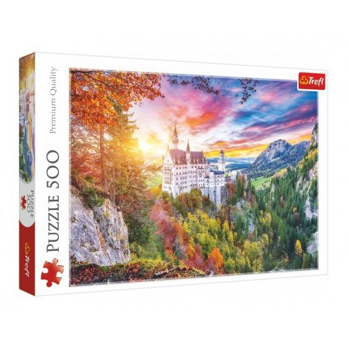 Puzzle Pohled na zámek Neuschwanstein, Německo 500 dílků 48x34cm 
