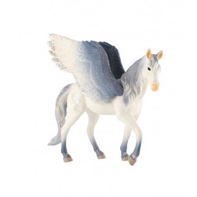 Kůň s křídly bílo-šedý zooted plast 14 cm 