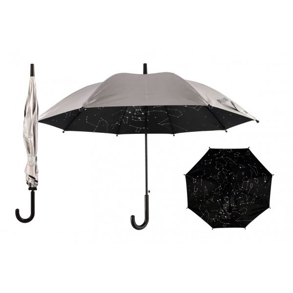 Deštník hvězdná obloha vystřelovací 70cm kov/plast stříbrný 