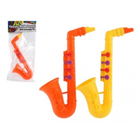 Saxofon plast 24cm 2 barvy v sáčku 
