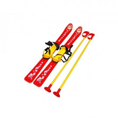 Dětské lyže s hůlkami plast/kov 76cm červené 