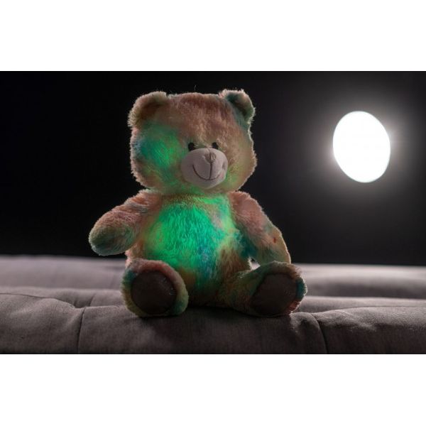 Snílek medvěd duhový plyš 40cm na baterie se světlem se zvukem 