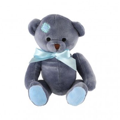 Medvěd sedící s mašlí plyš 20cm modrý 