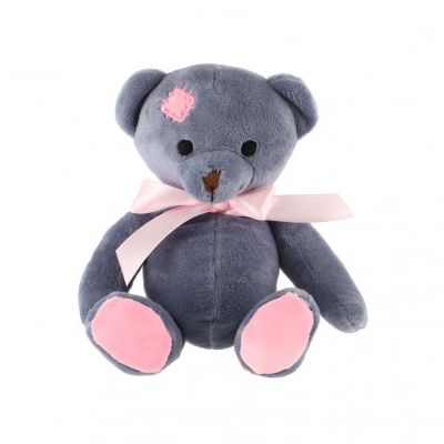 Medvěd sedící s mašlí plyš 18cm růžový 