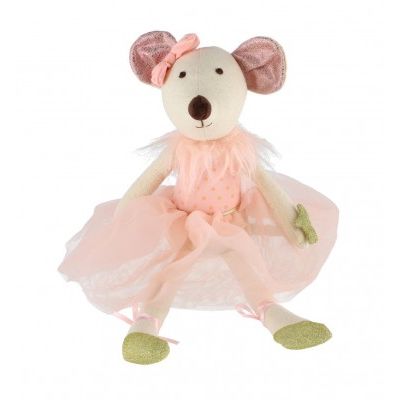 Myška baletka sedící látka 20cm růžová 