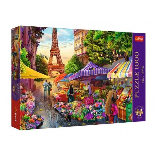 Puzzle Premium Plus - Čajový čas: Květinový trh, Paříž 1000 dílků 