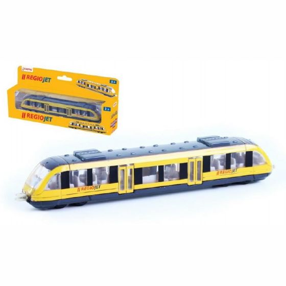 Vlak žlutý RegioJet kov