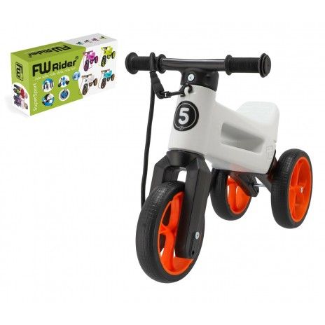 Odrážedlo Funny Wheels Rider SuperSport bílé/oranž 2v1 v krabici