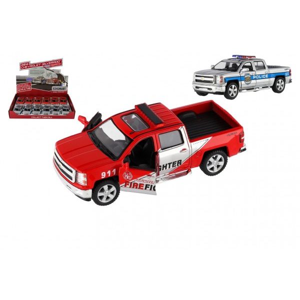 Auto Kinsmart Chevrolet 2014 Silverado Policie/Hasič kov/plast 13cm