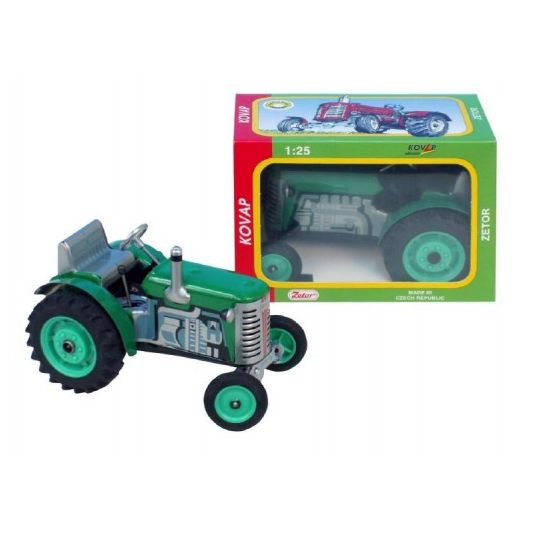 Traktor Zetor zelený na klíček kov 14cm 1:25 Kovap