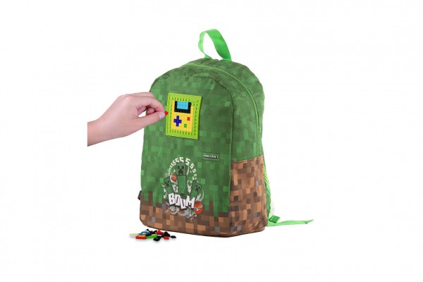Batoh Pixie Crew Minecraft silikon 30x35cm s pixelovými kostičkami zelený