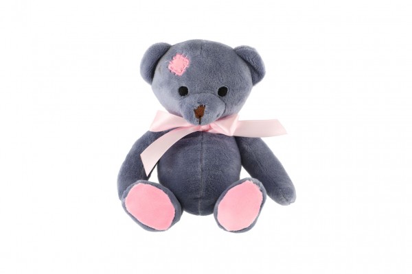 Medvěd sedící s mašlí plyš 18cm růžový