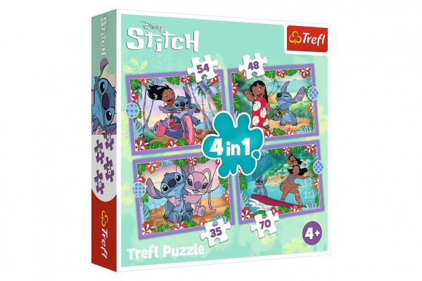 Puzzle 4v1 Bláznivý den Lilo&Stitch 
